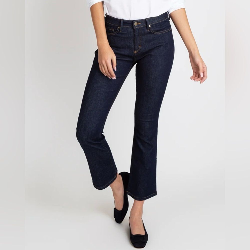 Ann Mashburn Midrise Stretch Denim Jeans Size Small Preppy Slim Fit Kick Flare